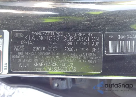 2015 Kia Forte Lx from USA, damaged, VIN KNAFX4A6XF5340572